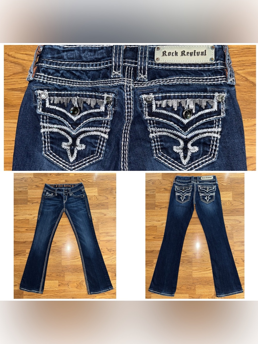 Rock Revival Molly Boot Bootcut Jeans Women's Waist Size 26 Length 29 Bling